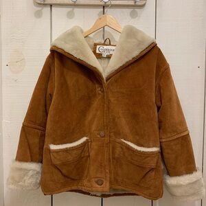 Vintage Tan Suede Shearling Jacket Medium